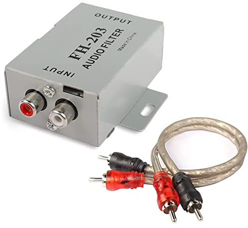 XMSJSIY Filtro isolatore di rumore per auto, 2 canali RCA a terra, eliminatore del segnale del rumore, per amplificatori, altoparlanti e sistemi audio per auto