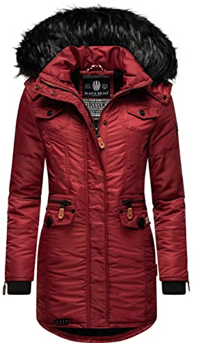 Navahoo Damen Warmer Winter Kurzmantel Schätzchen Plum Red Gr. S