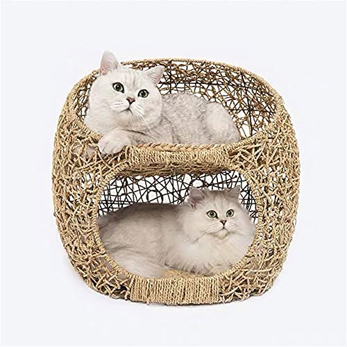 ADITAM Natürliche Materialien, atmungsaktiv, Vier universelle Jahreszeiten, Rattan, Katzennest, Katzen, Klettergerüst, Katzenhaus, Katzen, Hängematte, Heimtierbedarf Double The Comfort