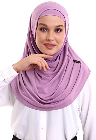 ihvan online, muslimischer Hijab für Frauen, bereit zu tragen, weich, leicht und komfortabeles Kopftuch, Halsbandana Langes Schals, Farbe: Lilac