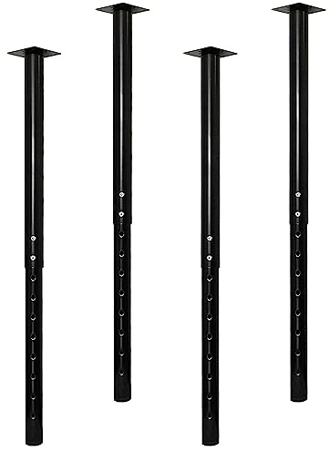 QLLY Lot de 4 Pieds de Bureau Ronds réglables en métal, 60 à 100 cm, Noir