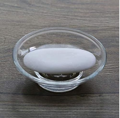 2PCS Porte-Savon en Verre de Rechange pour Accessoire de Salle de Bains Support Universel (Transparent)