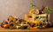 adrium Acryl-Bild 130 x 80 cm: Herbsternte von Wurzelgemüse. Stillleben mit Essen auf Holztisch. konzept gesundes Essen. (188294049)