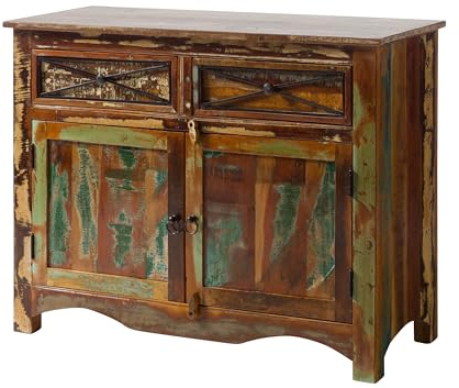 Sideboard Altholz mehrfarbig lackiert NATURE OF SPIRIT #130 | 110x45x85 cm (BxTxH) 55 kg Vintage montiert vollmassiv