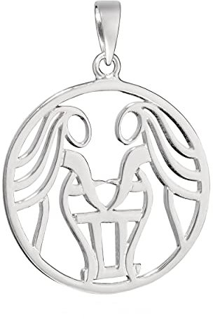 NKlaus 21mm Kettenanhänger Sternzeichen Zwillinge 925 Silber Anhänger Zodiac Horoskop 14122