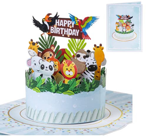 Rykamia Safari Geburtstagskarte, Safari Geburtstag Pop Up, Kinder Geburtstagskarte, Tier Geburtstagskarte für Kinder, Geburtstagskarte für Enkelkinder, Karte für Enkelin, Karte für Enkelin, Dschungel