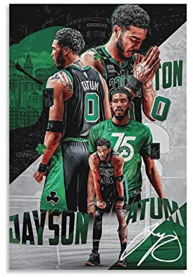 Jayson Tatum Poster, Wandkunst, Leinwanddruck, Poster, Zuhause, Badezimmer, Schlafzimmer, Büro, Wohnzimmer, Dekoration, Leinwand, Poster, Rahmen: 40 x 60 cm