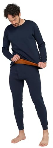 LAPASA Herren Extra warmes Dickes Thermounterwäsche Set, Samtfutter Funktionsunterwäsche, Thermooberteil & Thermounterhosen (Thermoflux Fusion M63), XXL, Navy blau