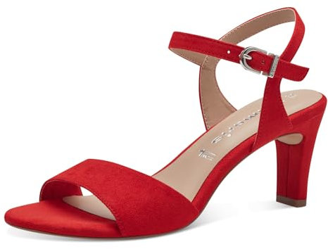 Tamaris Damen Sandalen mit Absatz Textil Vegan Stilettoabsatz Sommer; RED/rot; 40