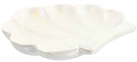 ABOOFAN Assiette À Bijoux en Céramique Blanche en Forme De Coquillage Unique Assiette De Rangement Élégante pour La Décoration Intérieure Petite Et Peu Encombrante