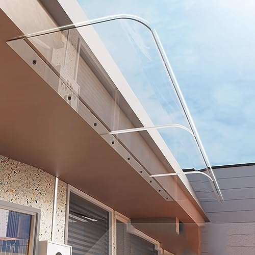 Vordach Haustür Überdachung, Transparente Tür-Dachmarkise, 3,5 Mm Flache, Gebogene Gartenmarkise, Klare Polycarbonat-Dachplatte Für Eingang/Dach/Balkon (50x100cm/20x39in)