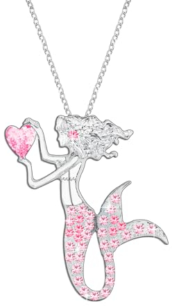 Meerjungfrau-Halskette für Mädchen, Damen-Halsketten mit Kristallanhänger, Geschenke, Schmuck, Geschenke für Mädchen, Tochter, Enkelin, Nichte, Geburtstag, Weihnachten, Abschlussgeschenk