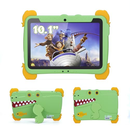 10.1 Zoll Andriod 13 Tablet für Kinder mit Hülle, 4GB RAM 64GB ROM Kinder Tablet, 6000mAh 1280 * 800 HD Augenschutz Touchscreen WiFi Bildungsgeschenke Tablets für Kinder Grün