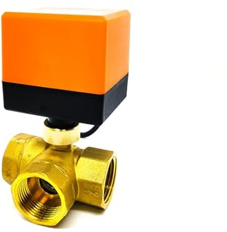 MUHM 1/2 1-1/2 1 2 Messing Elektrischer Kugelhahn Dreidraht Dreiwege-Klimaanlage Fußbodenheizung Wasserturm Schaltventil 220V (Color : 24VDC, Size : 3/4)