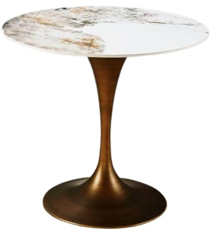 JHAISMAO Rund Esstisch Mit Granitplatte Modern Kleiner Couchtisch Wohnzimmertisch Akzenttisch Mit Tulpenstil Metallgestell Für 2-4 Möbel(Size:60X60X74CM,Color:1)