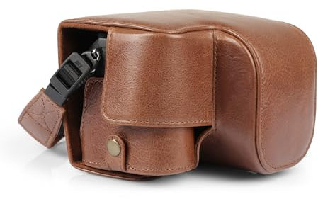 MegaGear Genuine Leather Camera Case for Sony Alpha a6700 (16-50mm) - Stylish and Protective (Brown)