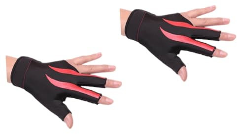 Sosoport 2St Zubehör für Billardqueues Pool-Queue Kleiner Handspiegel Billard handschuh Billard zubehör halber Fingerhandschuh 3-Finger-Handschuh rutschfest Tischtennis rot