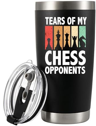 Panvola Tears Of My Chess Opponents Chess Gifts Player Coach Chess Lover Dad Boyfriend Husband Brother Vacuum Insulated Tumbler Stainless Steel Travel Mug with Lid and Straw 20 oz Black