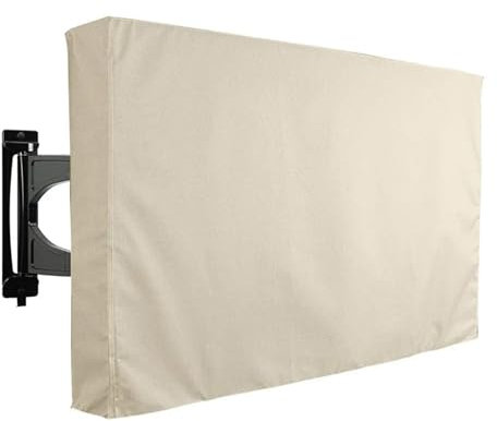 ZPFDSG Funda para Televisor Cubierta de TV for Exteriores de 22 a 75 Pulgadas, Cubierta Impermeable a Prueba de Polvo, Funda Oxford 600D, Caja de TV Negra y Beige(Beige,65X70inch)