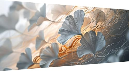 Qiaoqoo Ginkgo Biloba Diamond Art Painting Diamond Painting Bilder Erwachsene Basteln Eckige Steine Strass Stickerei Kreuzstich Kunst Handwerk Diamant Malerei Set für Haus Wanddekoration 75x30cm