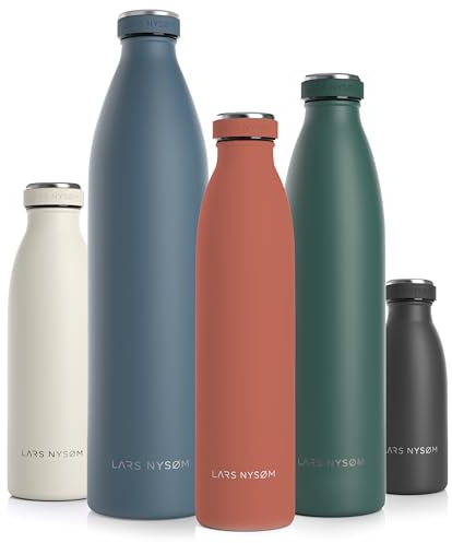 LARS NYSØM Stainless Steel Insulated Water Bottle 350ml, 500ml, 750ml, 1L, 1 5 Liter | Insulated Thermo Flask for Hot and Cold Beverages | Leakproof Drinking Bottle (Brick Red, 750ml)