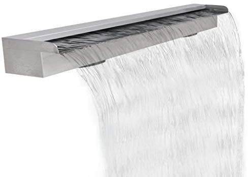 Fuente de Piscina Cascada Rectangular Suministro de Fondo Exterior Fuente de Piscina Acero Inoxidable 120 X 11,5 X 8 cm