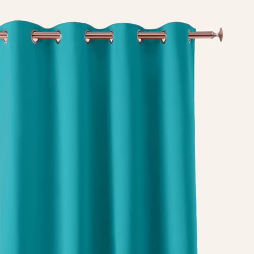ROOM99 Vorhang mit Silberen Ösen Aura 140 x 260 cm Breite x Höhe Schiebegardinen Deko Modern Curtain Gardine Wohnzimmer Schlafzimmer Türkis, 1 Stück