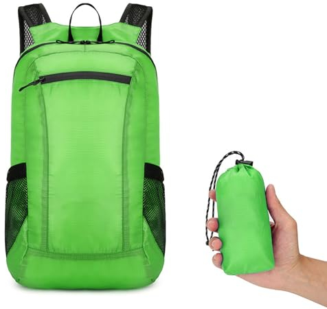 CZN Faltbarer Rucksack Wasserdicht Ultraleichter, Unisex Leichter Tagesrucksack, Rucksack Wandern, Praktischer Faltbarer Backpack, Reiserucksack Wasserdicht Für Camping Reisen Fahrrad Damen Herren