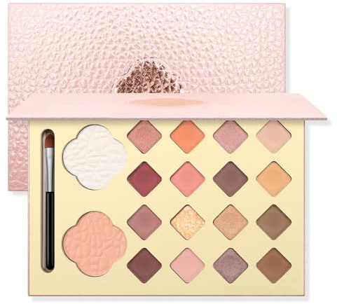 Boobeen Nude Eyeshadow Palette - 18 colori, ombretto opaco shimmer glitter altamente pigmentato, ombretto sfumabile con pennello da trucco, ombretto in polvere dai toni caldi