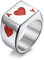 TYMONT Gothic Herz Pik Ass Edelstahl Ring Herren Glück Poker Schmuck Ring Punk Rock Pik Ass Ring,Rot,10