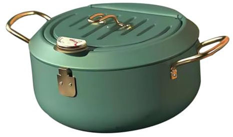 KITANDOVE Bratpfanne pfannenwender küchenmaschiene fettfritteuse friteusen Antihaft-Fritteusen-Kochgeschirr Chinesischer Wok Fritteuse aus Stahl Ölsparende Fritteuse Kohlenstoffstahl Green