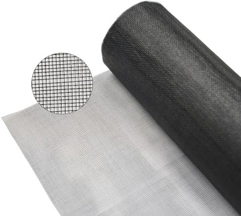 Fiberglass Window Screen Mesh Roll, Black Replacement Screen for Windows Doors Patio Porch, UV‑Resistant Tear‑Resistant Bug Insect Screen Mesh for DIY Repair