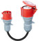 L4F Adaptador CEE trifásico 16A (11 kW) enchufe a enchufe 32A (22 kW), cable H07RN-F 5G 2,5mm², portátil, con cubierta protectora, impermeable IP44, adecuado para uso industrial y doméstico