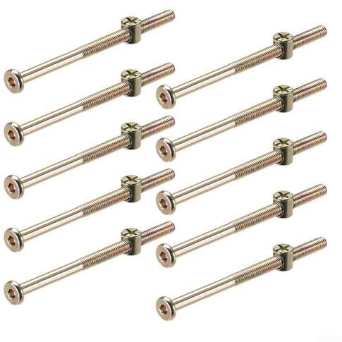 Besttoolifes Lot de 10 boulons hexagonaux M6 pour meubles de lit superposés avec écrous, écrous et boulons à tête hexagonale