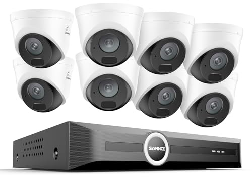 SANNCE 2K Kit Telecamere Videosorveglianza PoE, 6MP NVR 8 Canali Senza HDD | 8 Telecamere da Esterna IP 3MP, Visione Notturna Infrarossa 30m, Rilevamento Uomo/Veicolo, Audio, Impermeabile IP67