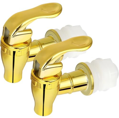 2pcs Spigot für Getränkespender Keine Leckage Goldener PP -Plastikzapfen mit Ventilwasserspender für Saft, Bär, Getränke