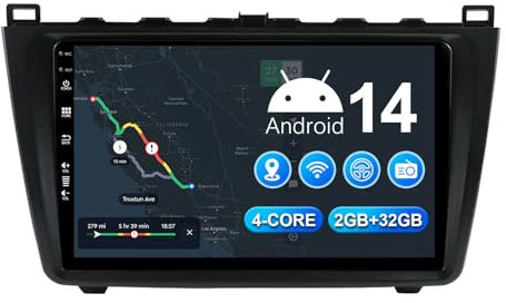 MISONDA 2+32GB Radio Coche Android 14 para Mazda 6 GH 2007-2012 con Cámara Navegación GPS USB RDS WiFi SWC Mirror Link EQ Pantalla Táctil 9 Pulgadas