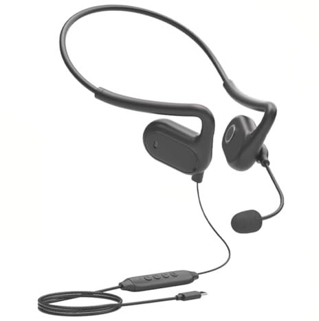 fesoklaf Auricolari aperti con microfono, con fili di tipo C, impermeabili, per corsa, ciclismo, allenamento