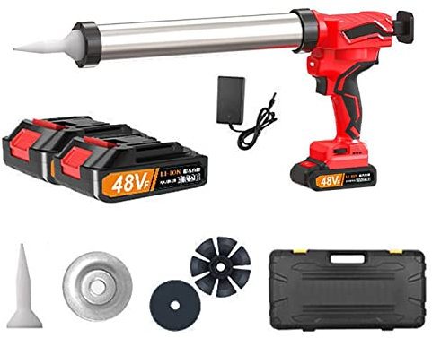 Cordless Caulk Gun with 2 Batteries, 6 Gears Adjustable for Filling Sealing, Suitable for 300-600ML Cartridges & Sausage Packs