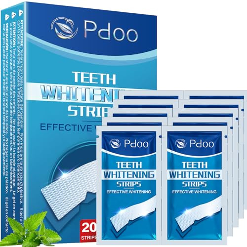 Teeth Whitening Strip 10 Treatments - Whitening Strips for Sensitive People, Fast Remove Smoking, Coffee, Wine Stains, Teeth Brightening Kit Pack of 20 Non-Slip Strips