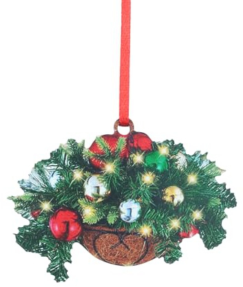 Raised Bed Plastic Gift Hanging Pendant Ornaments Basket Christmas Hanging Artificial Decoration Pre-Lit Wooden Christmas Decoration Hanger Flower Pots Wood (A, One Size)