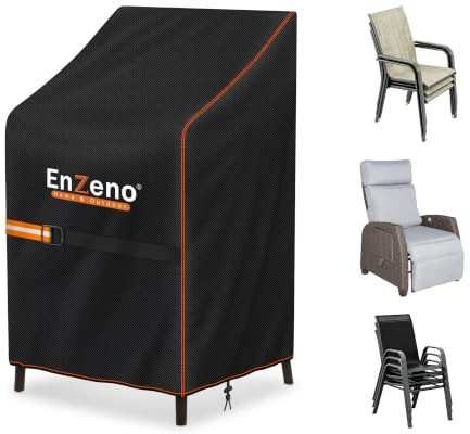 Enzeno Gartenstühle Abdeckung,Schutzhülle für Stapelstühle Winterfest Abdeckhaube Gartenstuhl Stuhlüberzug UV-Beständig Abdeckhülle für Gartenmöbel(70x90x80/120cm)