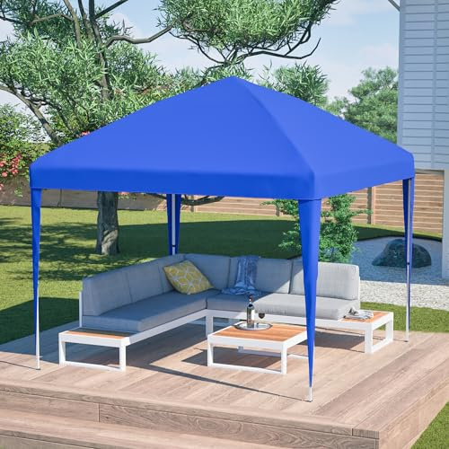 Faltpavillon 3x3m höhenverstellbar, Pop-up Gartenpavillon mit 4 Sandsäcken & Tragetasche, wasserdichtes Partyzelt aus 210D Polyester für Garten, Terrasse, Camping und Events, Blau