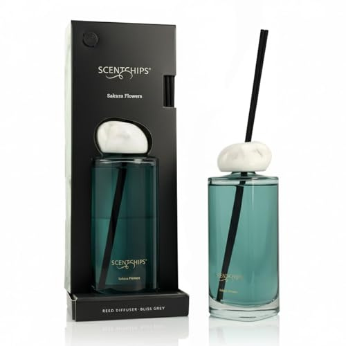 Scentchips® Duftstäbchen Raumduft Set mit Stäbchen – Reed Diffuser 500ml Bliss Sakura Flowers – Langanhaltender Raumduft für Badezimmer, Schlafzimmer & Büro – Natürliches Raumduft Geschenkset
