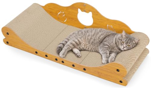 Gimars XXL Katzen Kratzbrett 78 cm im Sofa-Design, Kratzpappe für Katzen, Katzenkratzbretter & Katzenbett, Möbel-Schutz für große Katzen und Mehrkatzenhaushalte, Natur