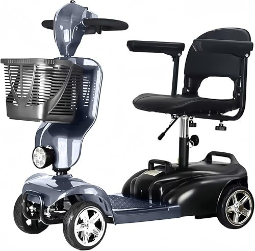 iCAN X-02 2026 Model Portable Mobility Scooter (Grey), 120 Kg Capacity, 12.5 Mile Long Range, Removable Battery, UK Regulated, LED Headlight, Removable Basket, CupHolder, Front Fairing