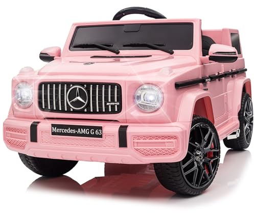 Voiture électrique Mercedes G63 pour Enfants 12 V, Voiture électrique 2 Portes avec télécommande 2,4 GHz, MP3, Musique, éclairage LED, véhicule Cadeau pour garçons et Filles, Rose