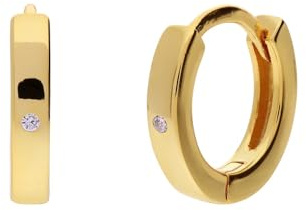 Lucardi - Damen Silberne, goldbeschichtete Ohrringe mit Zirkonia, 11 mm, für Damen - Ohrringe - 925 Silber - Gelbgold legiert - Nickelfrei