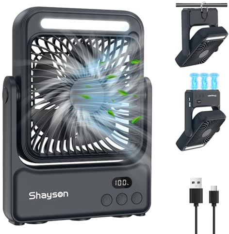USB Ventilatore Portatile 10000mAh,Luce LED,7-27 ore di Funzionamento