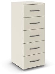 Rauch Möbel ADITIO, Kommode, Farbe Beige, Breite 40 cm | Highboard im zeitlosen Stil, 5 Schubladen, Soft-Close-Funktion, für Schlafzimmer, Gästezimmer, Wohnzimmer, Garderobe, Flur